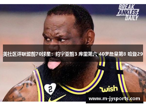 美社区评联盟前70球星：约字亚前3 库里第六 40岁詹皇第8 哈登29